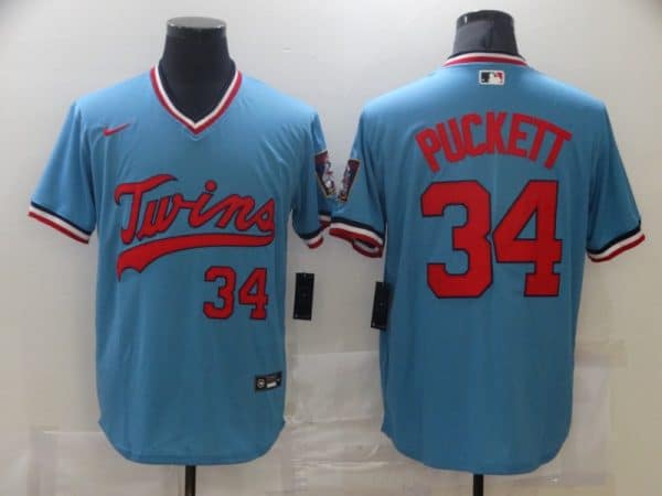 Twins #34 Kirby Puckett Blue Stitched Jersey