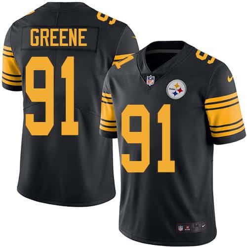 Steelers #91 Kevin Greene Black Stitched Limited Rush Nike Jersey