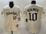 Philadelphia Phillies #10 J.T. Realmuto Cream Gothic Vapor Limited Stitched Jersey