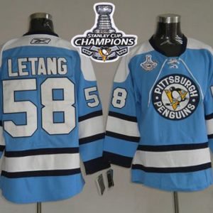 Penguins #58 Kris Letang Blue 2016 Stanley Cup Champions Stitched Jersey