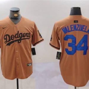 Los Angeles Dodgers #34 Toro Valenzuela Brown Cool Base Stitched Jersey