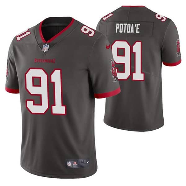 Tampa Bay Buccaneers #91 Benning Potoa'e Gray Vapor Untouchable Limited Stitched Jersey