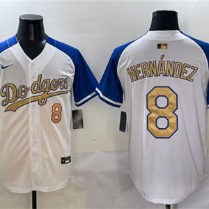 Los Angeles Dodgers #8 Enrique Hernandez White Royal Gold 2024 World Series Champions Vapor Limited Stitched Jersey