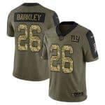New York Giants #26 Saquon Barkley 2021 Olive Camo Salute To Service Limited Stitched Jersey