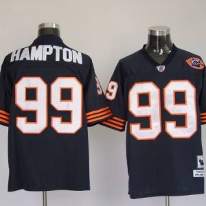 Mitchell Ness Bears #99 Dan Hampton Blue With Big Number Bear Patch Stitched Throwback Jersey