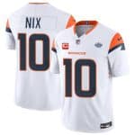 Denver Broncos #10 Bo Nix White 2024 F.U.S.E. With Draft Pacth And 1-Star C Patch Vapor Limited Stitched Jersey