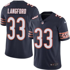 Bears #33 Jeremy Langford Navy Blue Stitched Limited Rush Nike Jersey