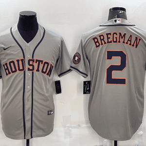 Houston Astros #2 Alex Bregman Grey With Patch Cool Base Stitched Jersey