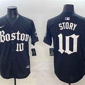 Boston Red Sox #10 Trevor Story Black Gothic Vapor Limited Stitched Jersey