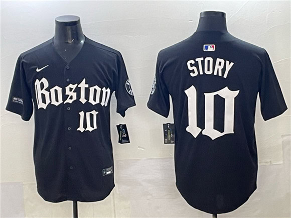 Boston Red Sox #10 Trevor Story Black Gothic Vapor Limited Stitched Jersey