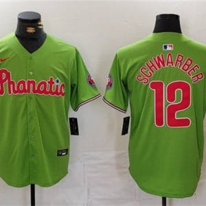 Philadelphia Phillies #12 Kyle Schwarber Green With Patch Stitched Jersey