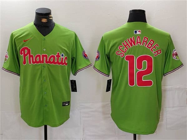 Philadelphia Phillies #12 Kyle Schwarber Green With Patch Stitched Jersey
