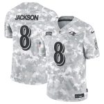Baltimore Ravens #8 Lamar Jackson Arctic Camo 2024 F.U.S.E. Salute To Service Limited Stitched Jersey