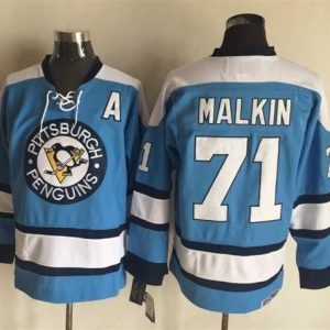 Penguins #71 Evgeni Malkin Blue Alternate CCM Throwback Stitched Jersey