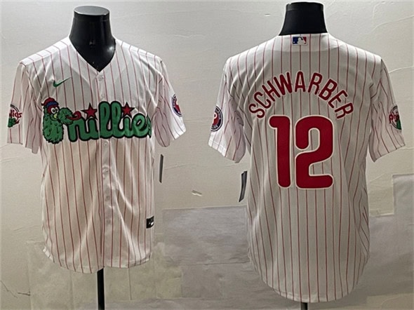 Philadelphia Phillies #12 Kyle Schwarber White Phanatic Cool Base Stitched Jersey