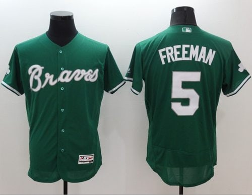 Braves #5 Freddie Freeman Green Celtic Flexbase Authentic Collection Stitched Jersey