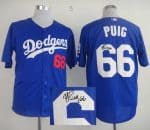 Dodgers #66 Yasiel Puig Blue Cool Base Autographed Stitched Jersey