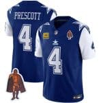 Dallas Cowboys #4 Dak Prescott Navy 2023 F.U.S.E. With Walter Payton Patch And 4-Star Patch Vapor Limited Stitched Jersey