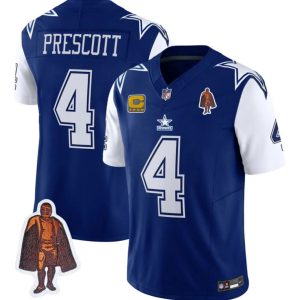 Dallas Cowboys #4 Dak Prescott Navy 2023 F.U.S.E. With Walter Payton Patch And 4-Star Patch Vapor Limited Stitched Jersey