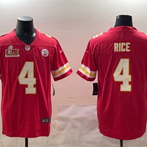 Kansas City Chiefs #4 Rashee Rice Red 2025 Super Bowl LIX Patch Vapor Untouchable Limited Stitched Jersey