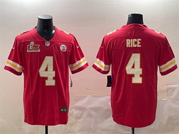 Kansas City Chiefs #4 Rashee Rice Red 2025 Super Bowl LIX Patch Vapor Untouchable Limited Stitched Jersey