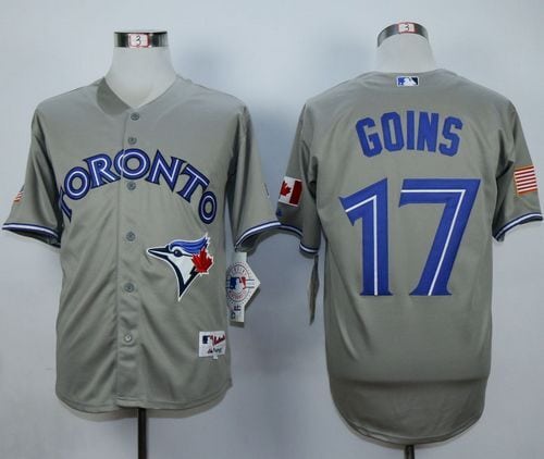Blue Jays #17 Ryan Goins Grey Cool Base Stitched Jersey