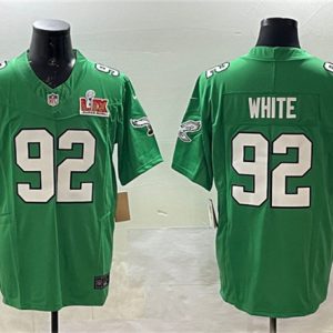 Philadelphia Eagles #92 Reggie White Green 2025 Super Bowl LIX Patch F.U.S.E. Throwback Vapor Untouchable Limited Stitched Jersey