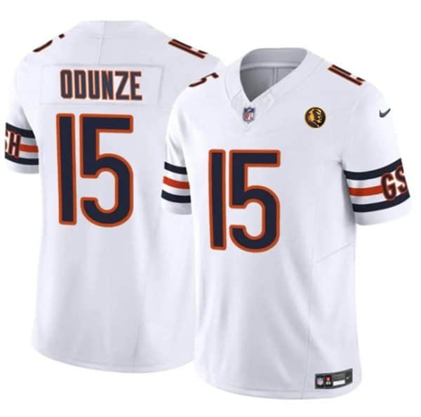Chicago Bears #15 Rome Odunze White 2023 F.U.S.E. With John Madden Patch Vapor Limited Stitched Jersey