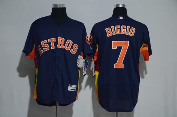 Houston Astros #7 Craig Biggio Majestic Alternate Navy Flex Base Authentic Collection Stitched Jersey