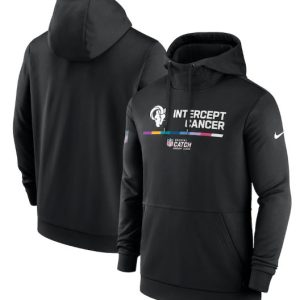 Los Angeles Rams Black 2022 Crucial Catch Therma Performance Pullover Hoodie