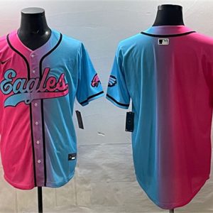 Philadelphia Eagles Blank Pink Blue Limited Stitched Jersey