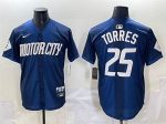 Detroit Tigers #25 Gleyber Torres Navy City Connect Cool Base Limited Stitched Jersey