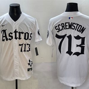Houston Astros #713 Screwston White Gothic 'Houston Born Barrio Raised' Limited Stitched Jersey