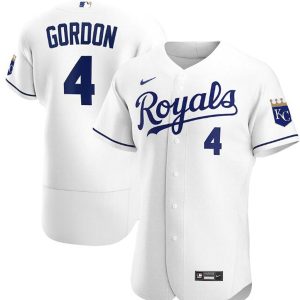 Kansas City Royals White #4 Alex Gordon Flex Base Stitched Jersey