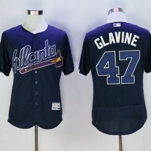 Braves #47 Tom Glavine Navy Blue Flexbase Authentic Collection Stitched Jersey