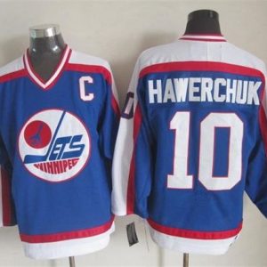 Jets #10 Dale Hawerchuk Blue White CCM Throwback Stitched Jersey