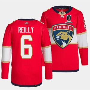 Florida Panthers #6 Mike Reilly Red Home 2024 Stanley Cup Champions Stitched Jersey