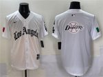Los Angeles Dodgers Team Big Logo White Mexico 2025 LA Gothic Style With Fernando Patch Vapor Premier Limited Stitched Jersey