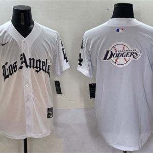 Los Angeles Dodgers Team Big Logo White Mexico 2025 LA Gothic Style With Fernando Patch Vapor Premier Limited Stitched Jersey