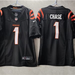 Cincinnati Bengals #1 Ja'Marr Chase Black 2023 F.U.S.E. Vapor Untouchable Limited Stitched Jersey