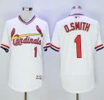 Cardinals #1 Ozzie Smith White Flexbase Authentic Collection Cooperstown Stitched Jersey