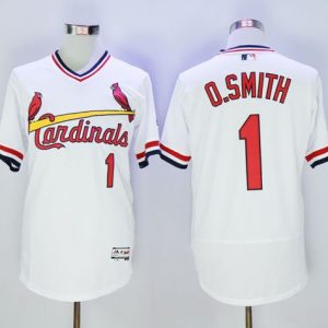 Cardinals #1 Ozzie Smith White Flexbase Authentic Collection Cooperstown Stitched Jersey