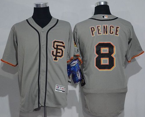 Giants #8 Hunter Pence Grey Flexbase Authentic Collection Road 2 Stitched Jerseys