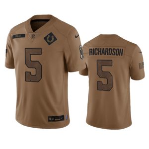 Indianapolis Colts #5 Anthony Richardson 2023 Brown Salute To Sertvice Limited Stitched Jersey