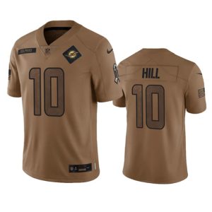 Miami Dolphins #10 Tyreek Hill 2023 Brown Salute To Service Limited Stitched Jersey