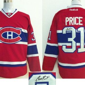 Canadiens #31 Carey Price Red Autographed Stitched Jersey