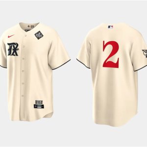 Texas Rangers #2 Marcus Semien Cream 2023 World Series City Connect Stitched Jersey