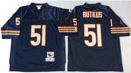 Mitchell Ness Bears #51 Dick Butkus Blue Small No. Throwback Stitched Jersey