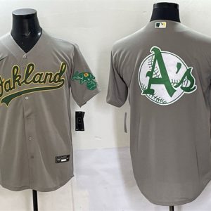 Oakland Athletics Team Big Logo Grey Cool Base Stitched Jersey