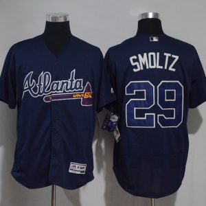 Atlanta Braves #29 John Smoltz Navy Flexbase Stitched Jersey